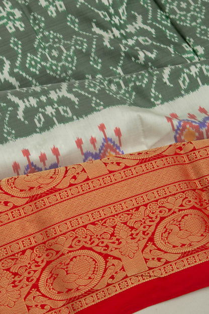 Kanchipuram Silk Ikat Sage Green Saree