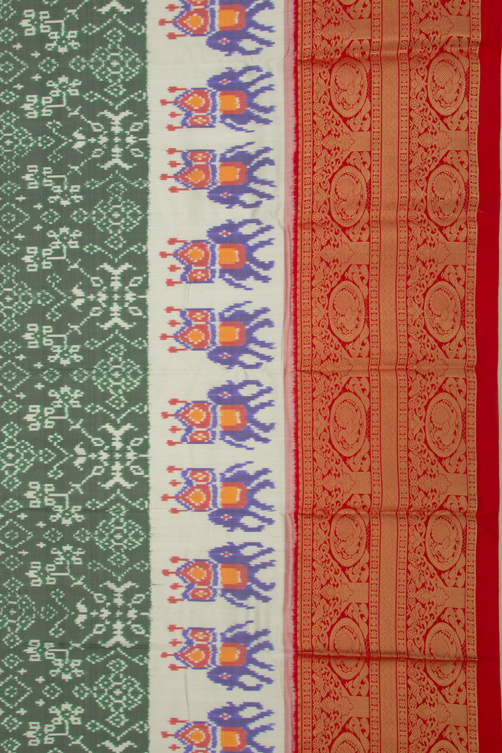 Kanchipuram Silk Ikat Sage Green Saree