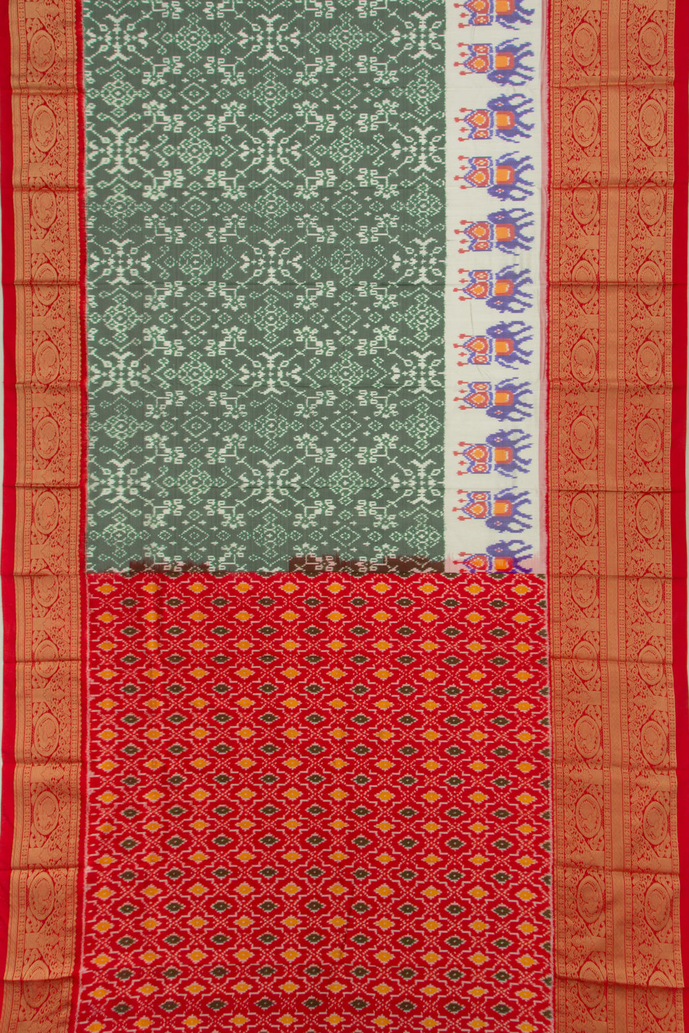 Kanchipuram Silk Ikat Sage Green Saree