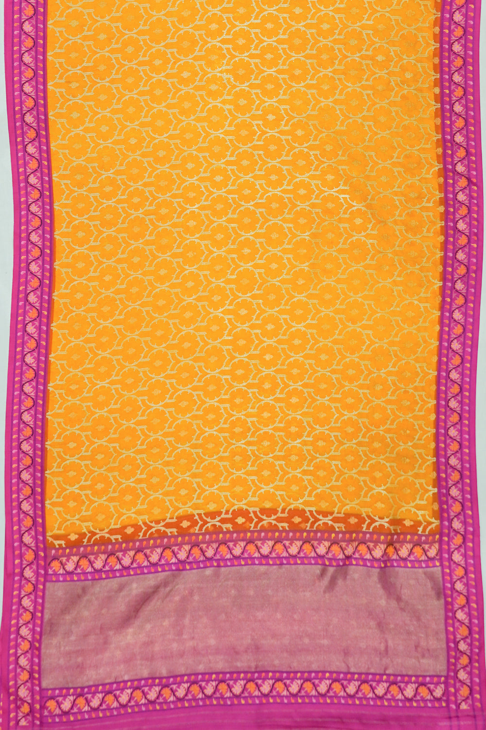 Banarasi Kora Organza Brocade Yellow Saree