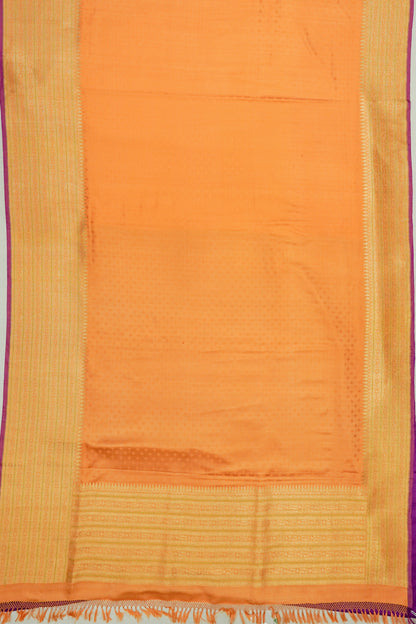 Kanchipuram Silk Twill Jacquard Mustard Yellow Saree