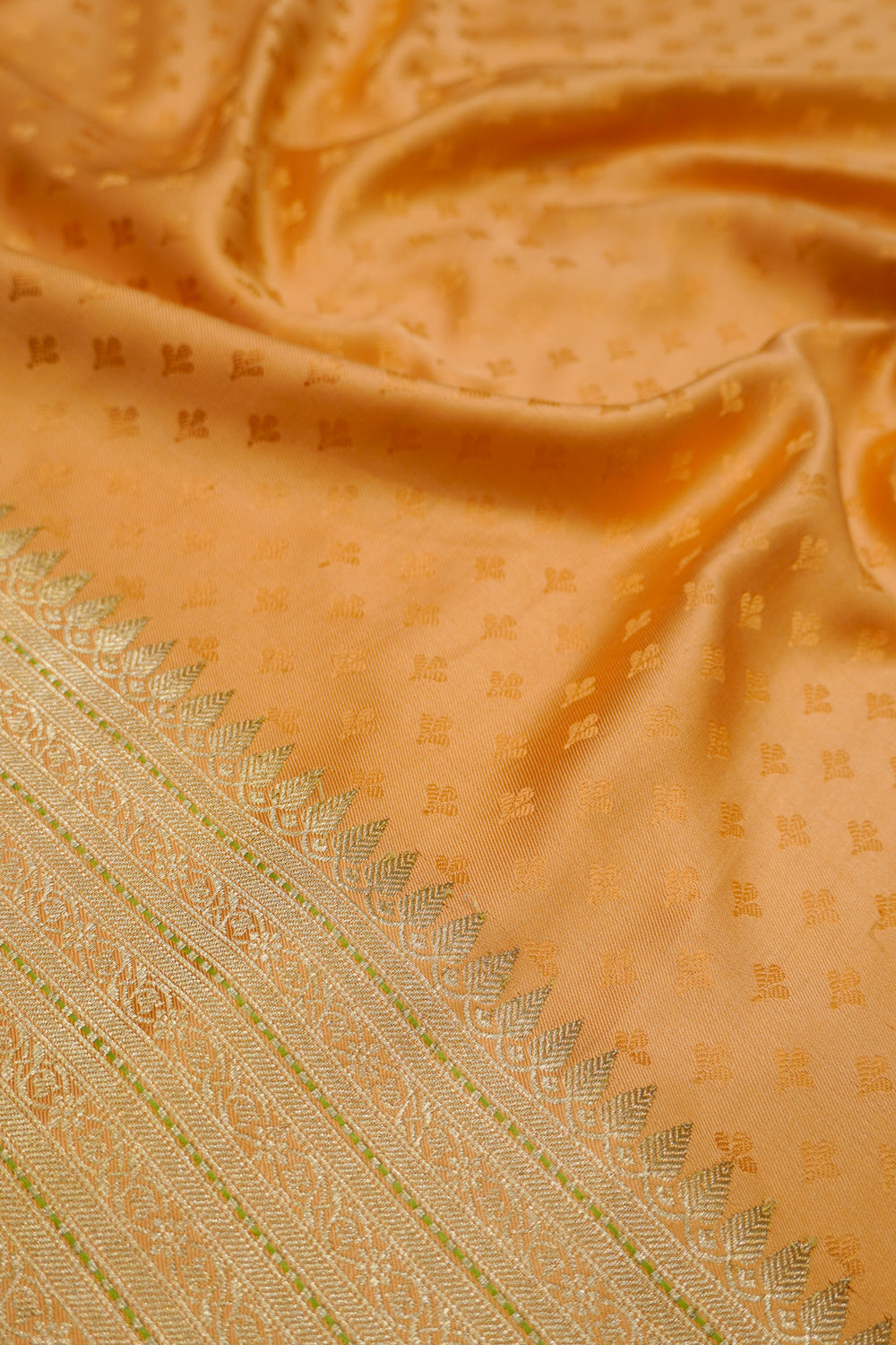 Kanchipuram Silk Twill Jacquard Mustard Yellow Saree