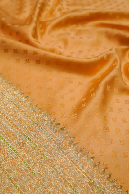 Kanchipuram Silk Twill Jacquard Mustard Yellow Saree
