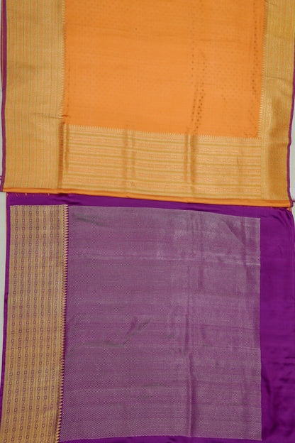 Kanchipuram Silk Twill Jacquard Mustard Yellow Saree