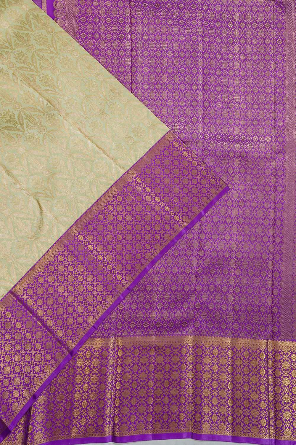 Kanchipuram Silk Tissue Brocade Pista Green Saree