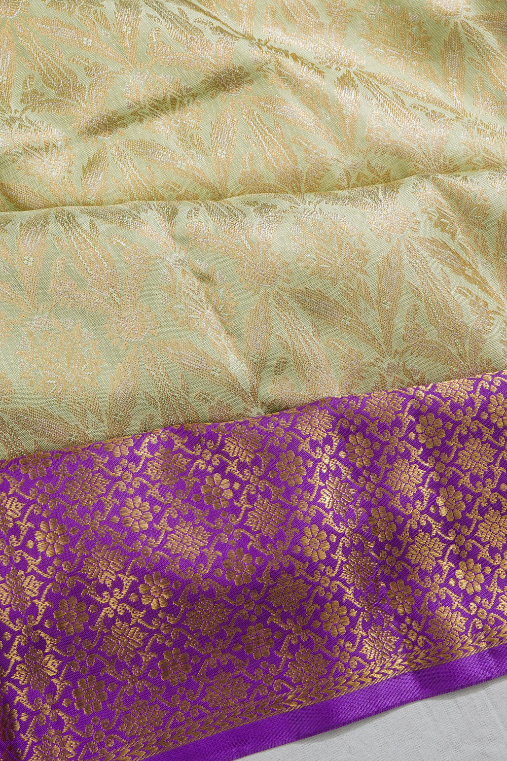 Kanchipuram Silk Tissue Brocade Pista Green Saree