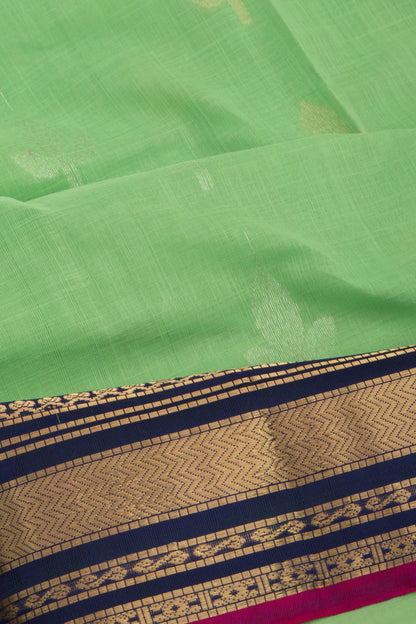 Gadwal Cotton Butta Pista Green Saree