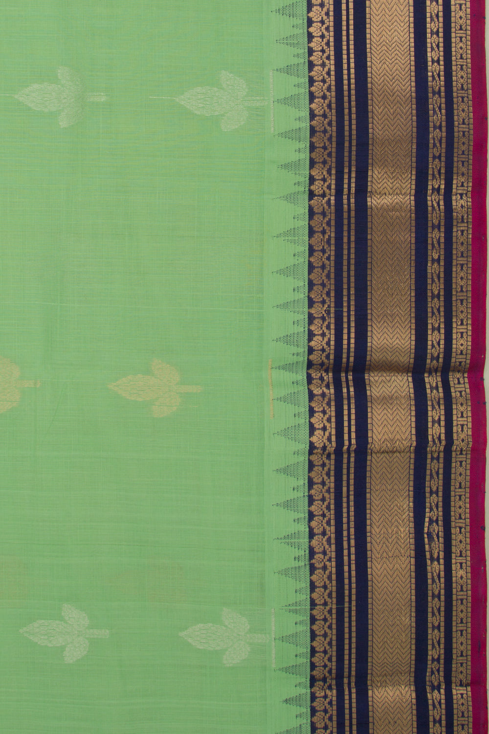 Gadwal Cotton Butta Pista Green Saree