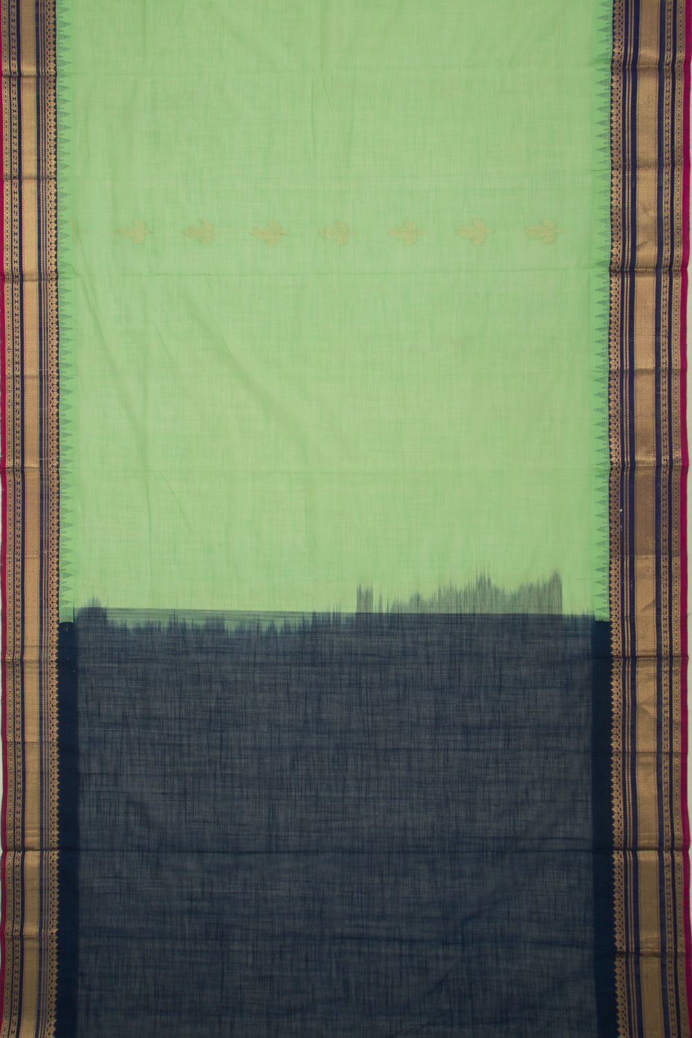 Gadwal Cotton Butta Pista Green Saree