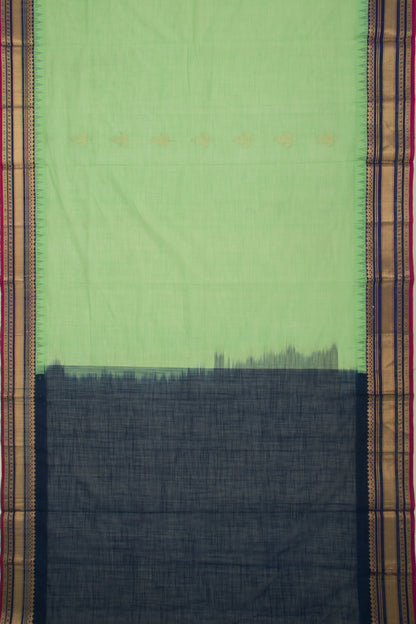 Gadwal Cotton Butta Pista Green Saree