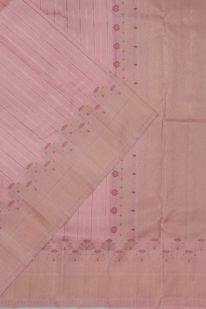 Banarasi Silk Vertical Lines Baby Pink Saree