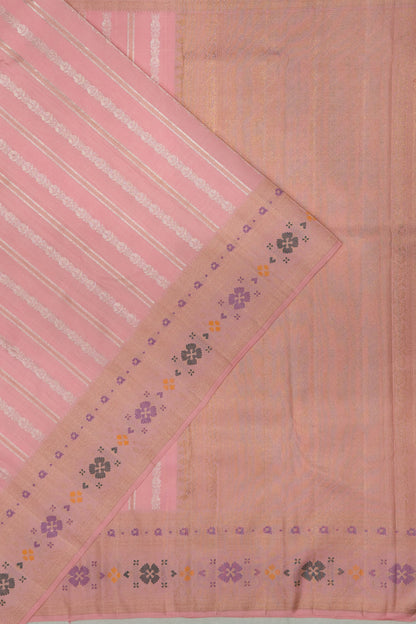 Banarasi Silk Vertical Lines Baby Pink Saree