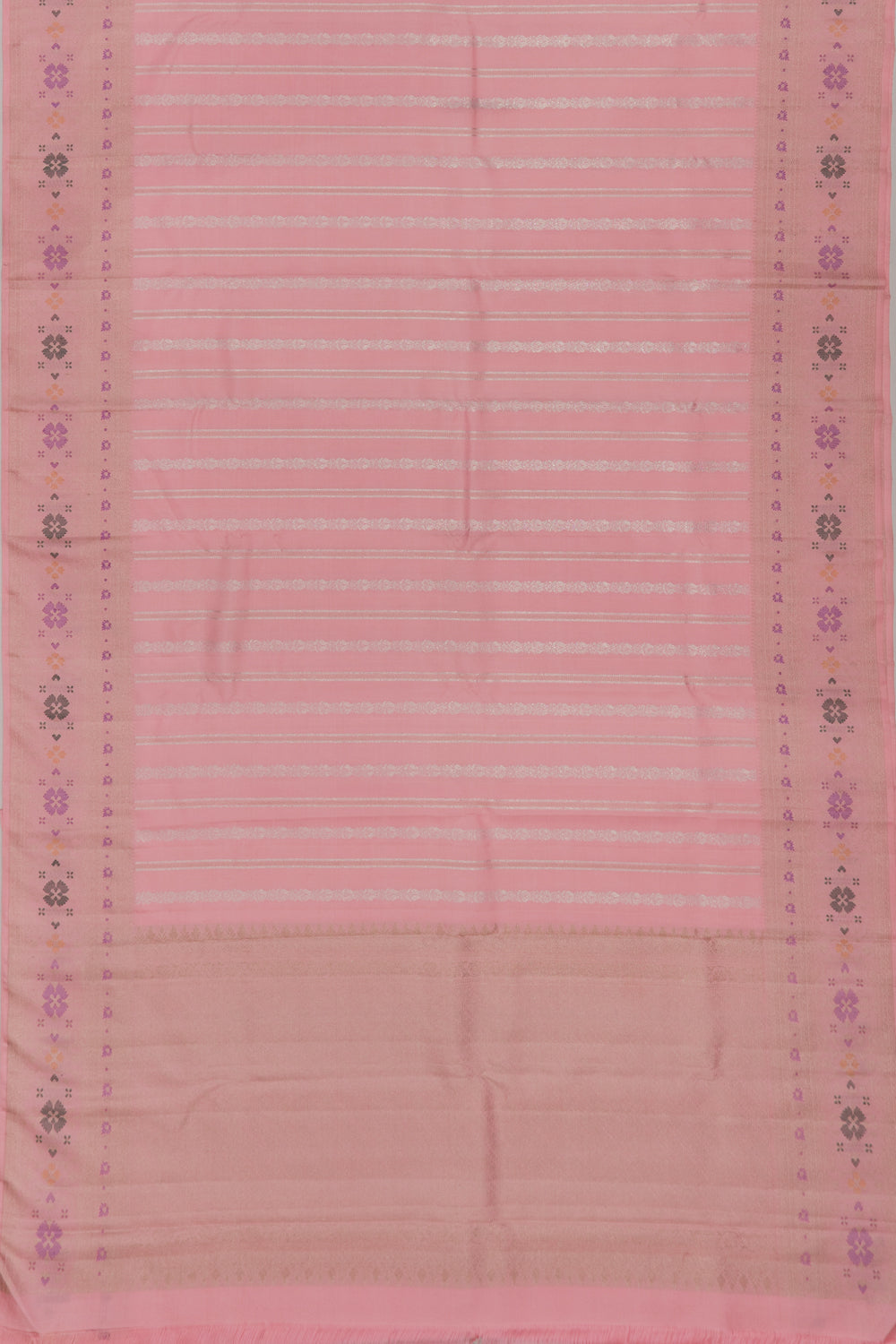 Banarasi Silk Vertical Lines Baby Pink Saree
