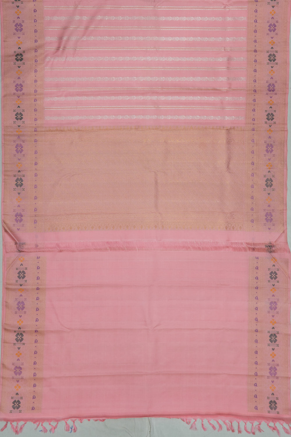Banarasi Silk Vertical Lines Baby Pink Saree