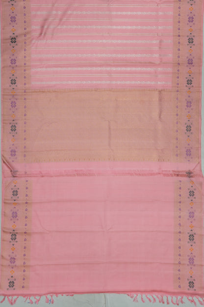 Banarasi Silk Vertical Lines Baby Pink Saree