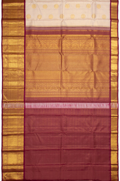 Kanchipuram Silk Checks And Butta Cream Saree