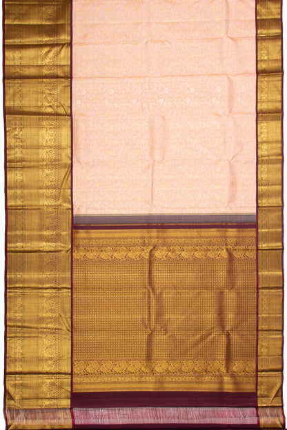 Kanchipuram Silk Jaal Peach Saree