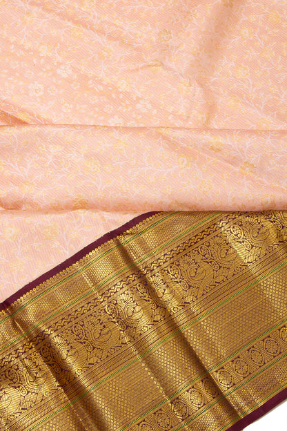 Kanchipuram Silk Jaal Peach Saree