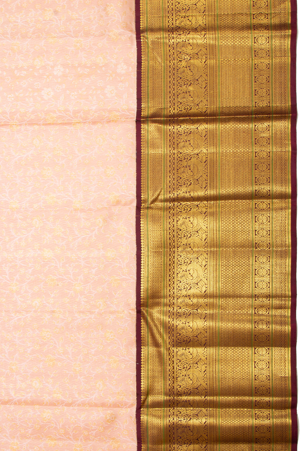 Kanchipuram Silk Jaal Peach Saree