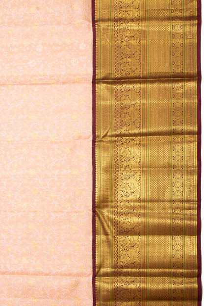 Kanchipuram Silk Jaal Peach Saree