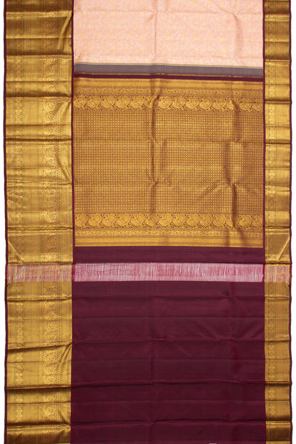 Kanchipuram Silk Jaal Peach Saree