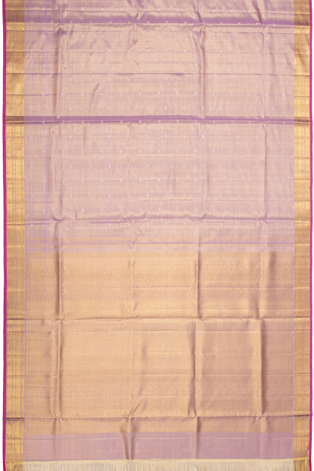Kanchipuram Silk Tissue Horizontal Lines Lavender Saree With Small Border