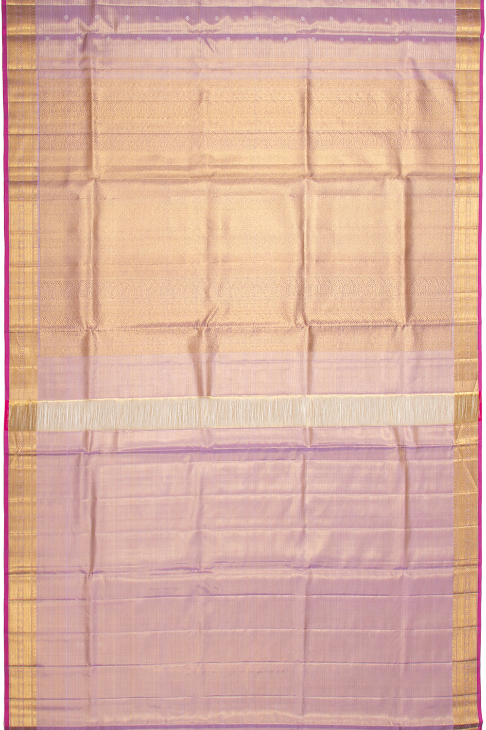 Kanchipuram Silk Tissue Horizontal Lines Lavender Saree With Small Border