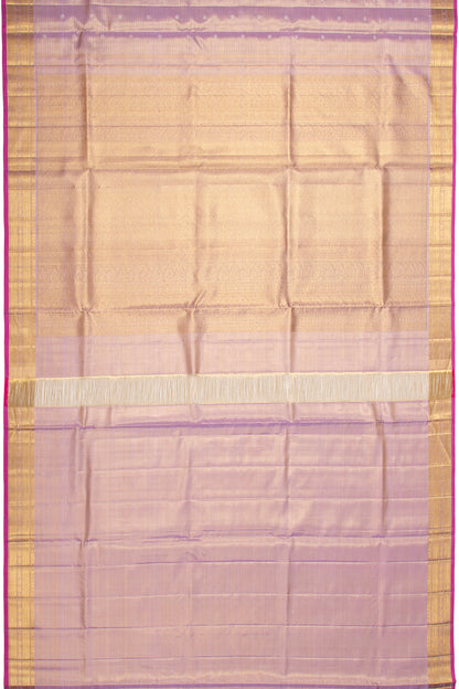 Kanchipuram Silk Tissue Horizontal Lines Lavender Saree With Small Border