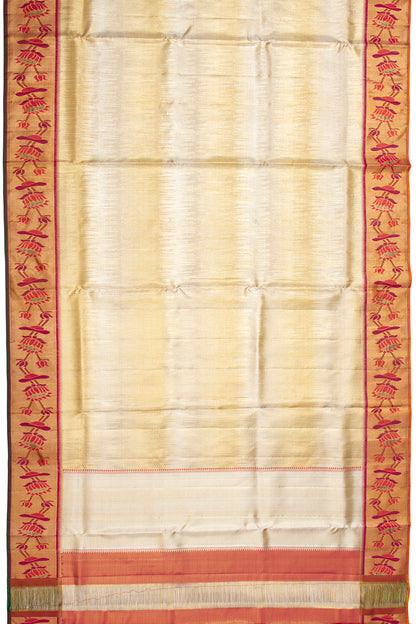 Kanchipuram Silk Tissue Gold And Silver Saree