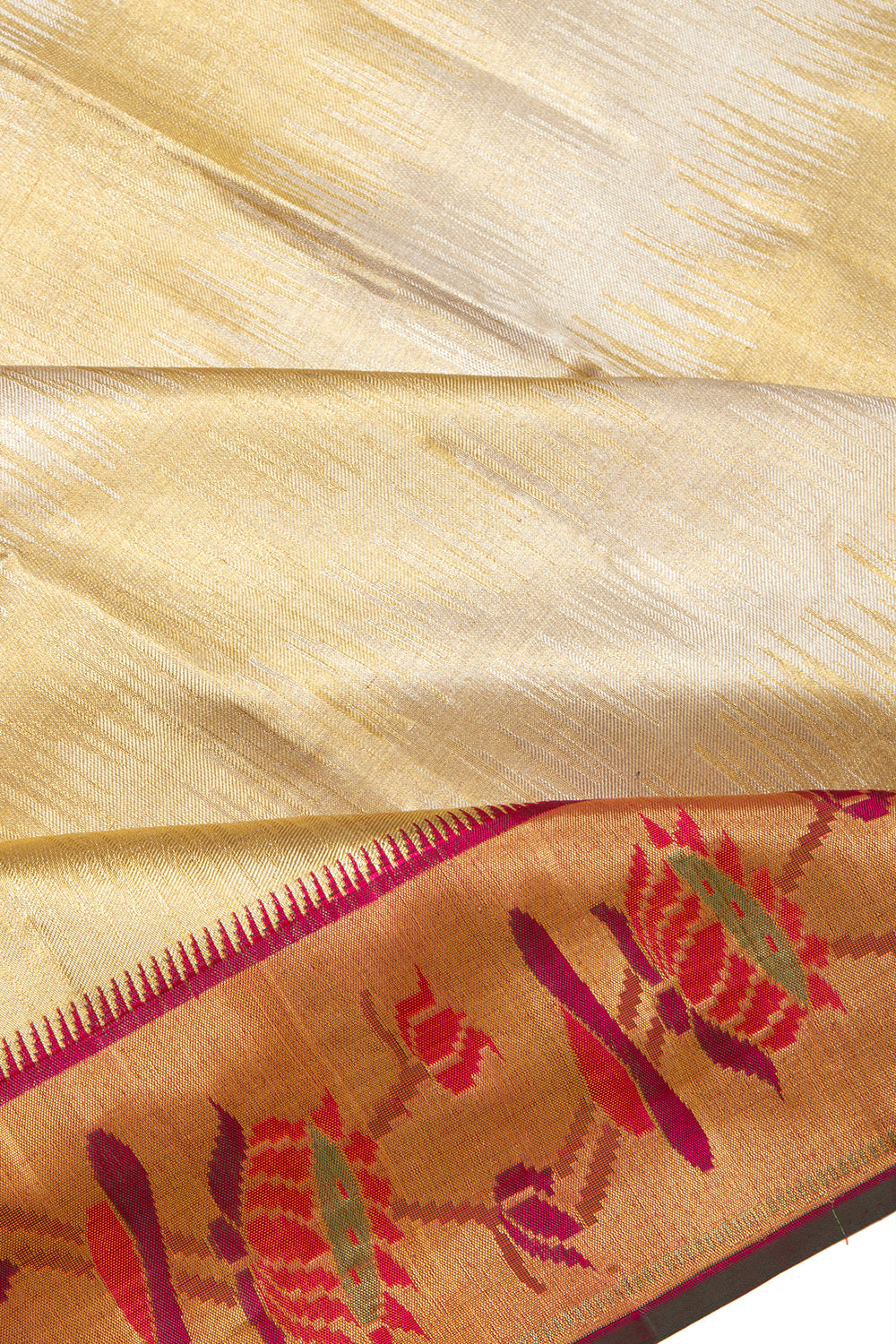 Kanchipuram Silk Tissue Gold And Silver Saree