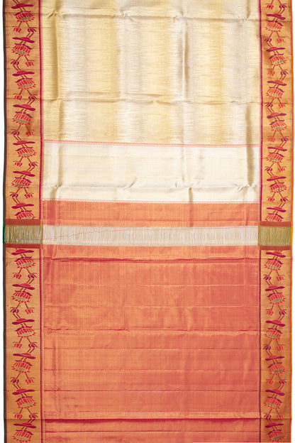 Kanchipuram Silk Tissue Gold And Silver Saree