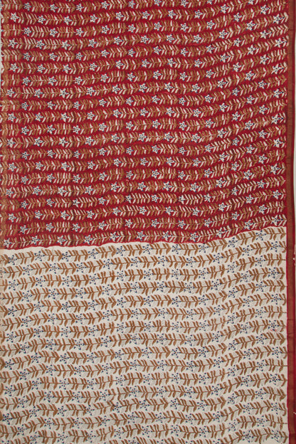 Chanderi Cotton Floral Block Printed Red Saree