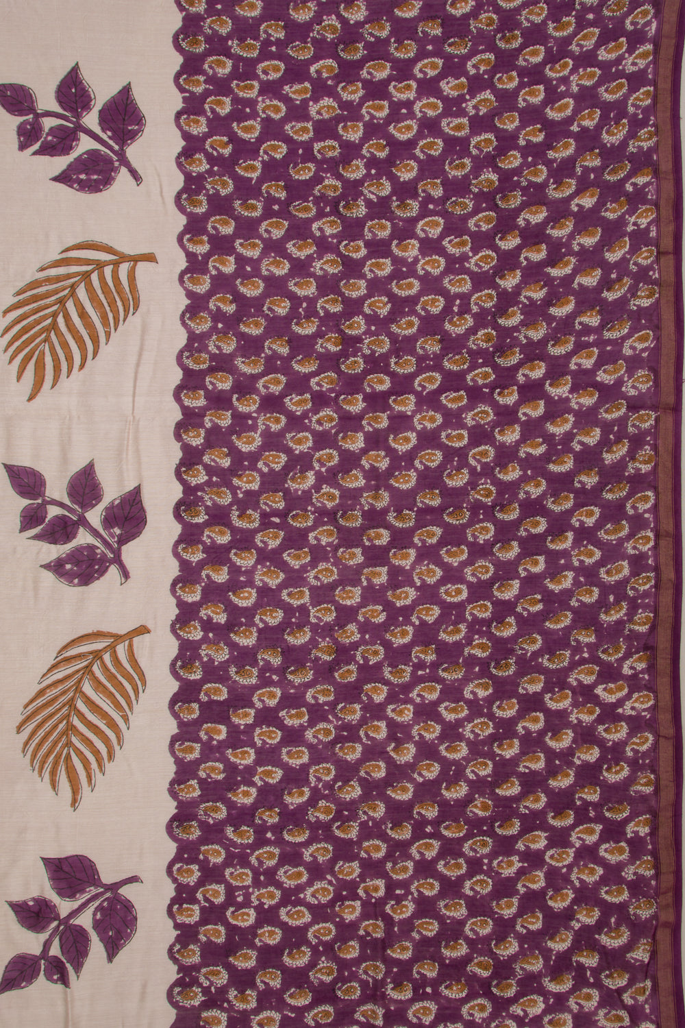 Chanderi Cotton Floral Printed Purple Saree