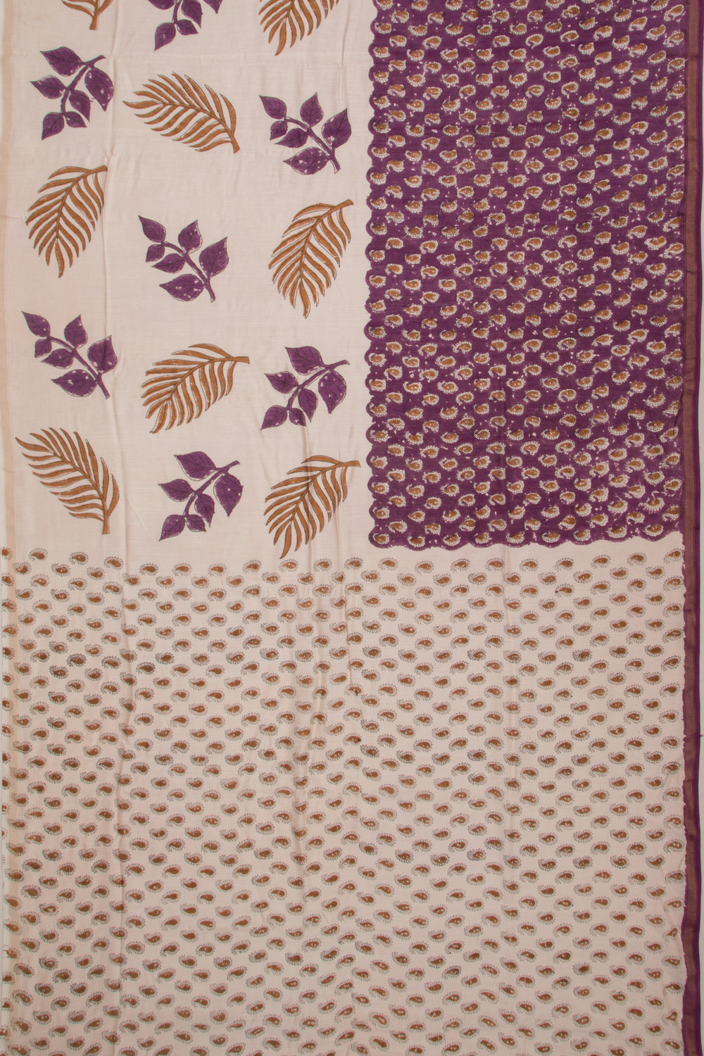 Chanderi Cotton Floral Printed Purple Saree
