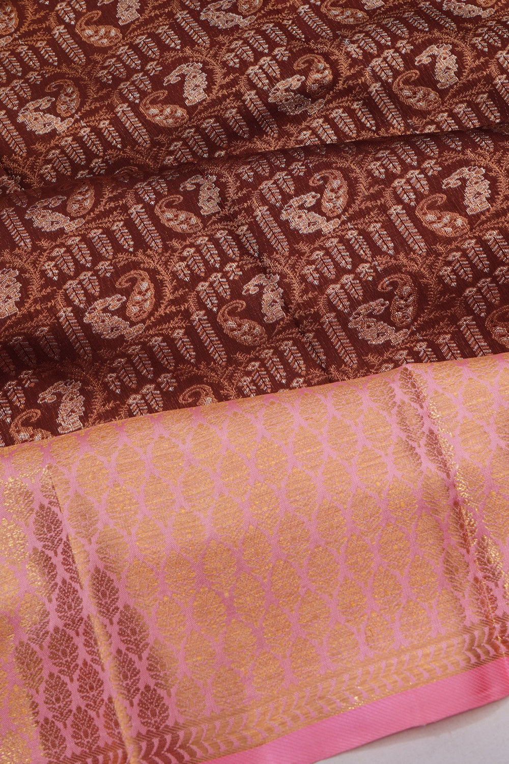 Pure Zari Kanchipuram Silk Brocade Brown Saree
