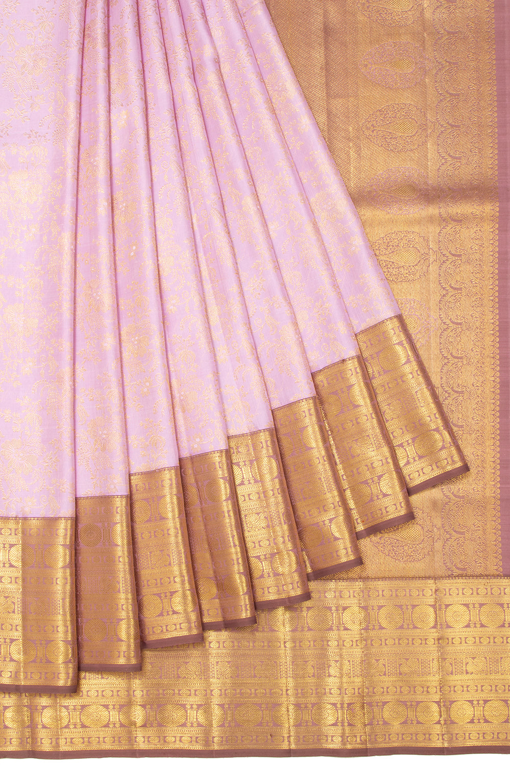 Kanchipuram Silk Jaal Baby Pink Saree