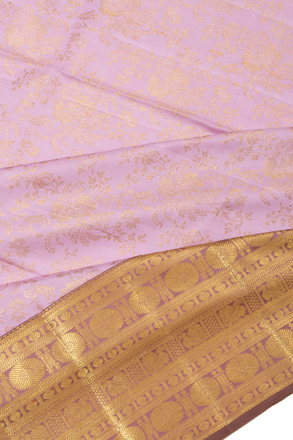 Kanchipuram Silk Jaal Baby Pink Saree