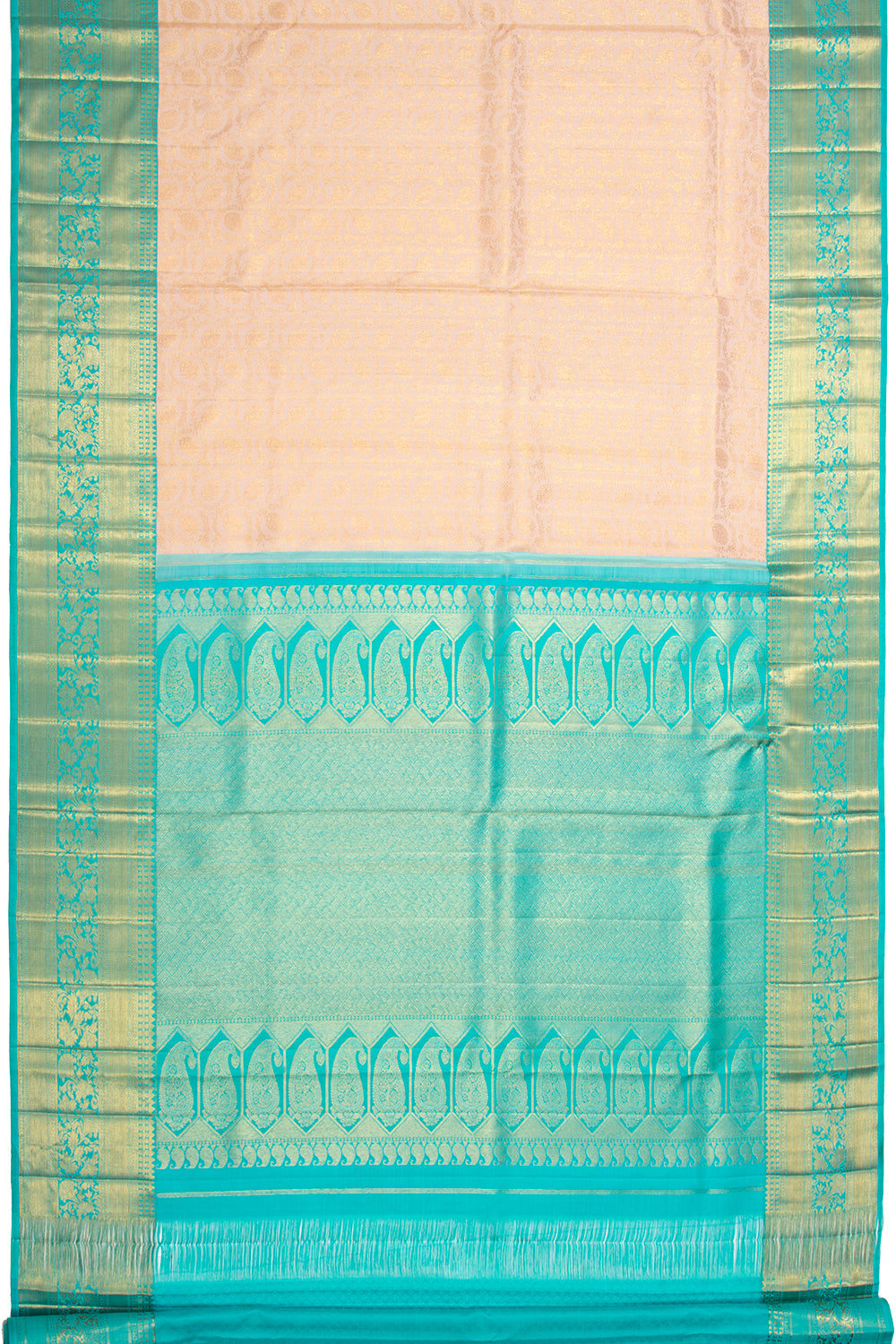 Kanchipuram Silk Brocade Cream Saree