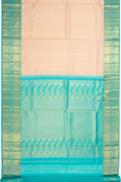 Kanchipuram Silk Brocade Cream Saree