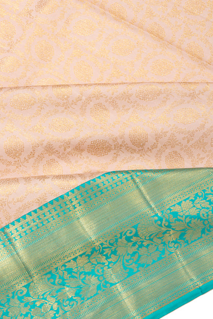 Kanchipuram Silk Brocade Cream Saree