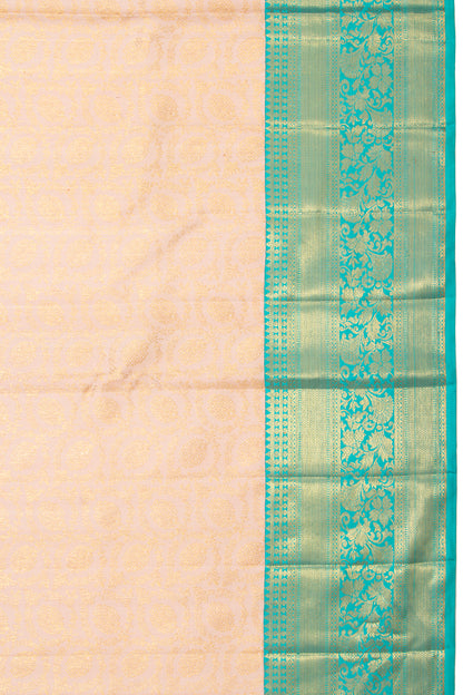 Kanchipuram Silk Brocade Cream Saree