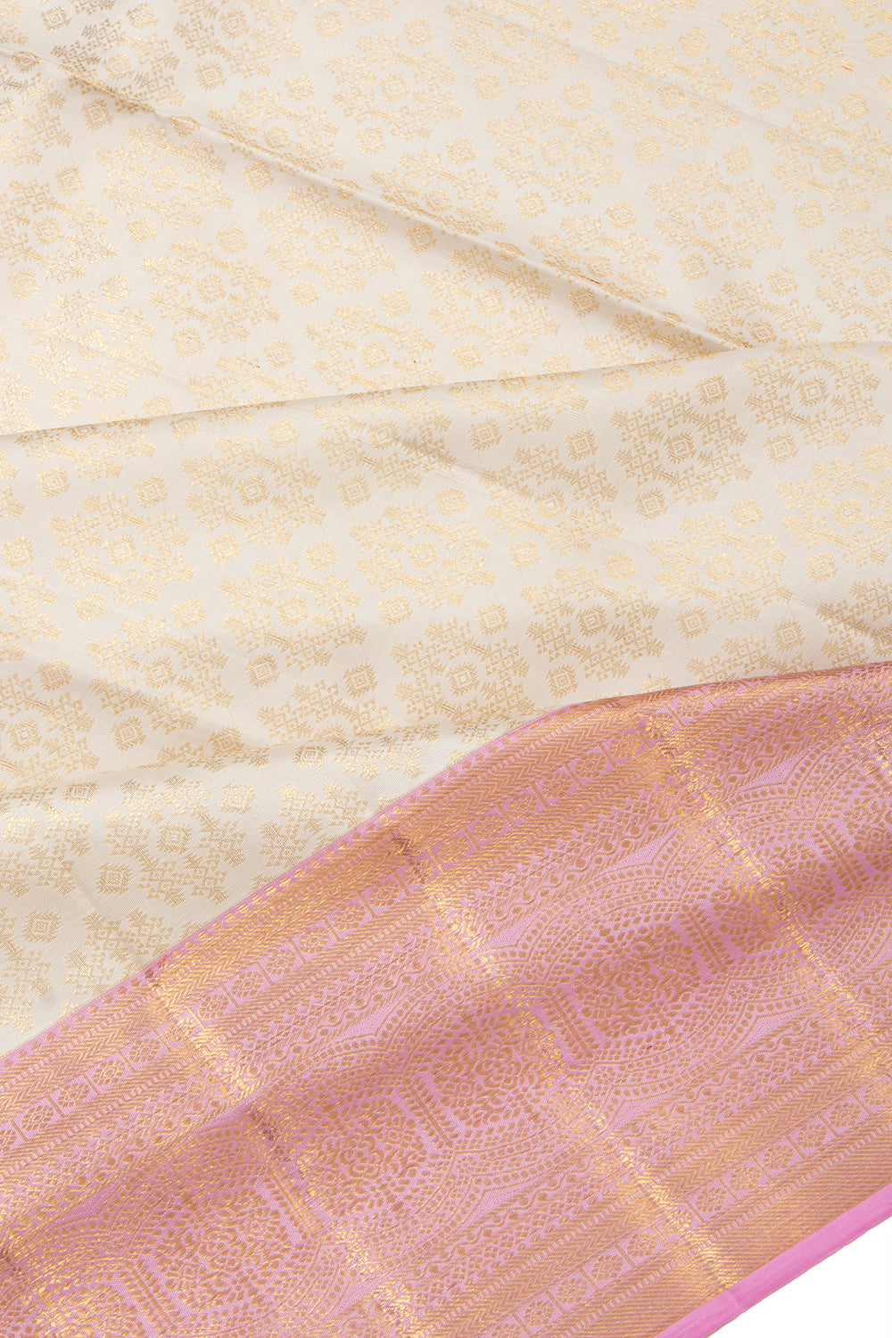 Kanchipuram Silk Brocade Off White Saree