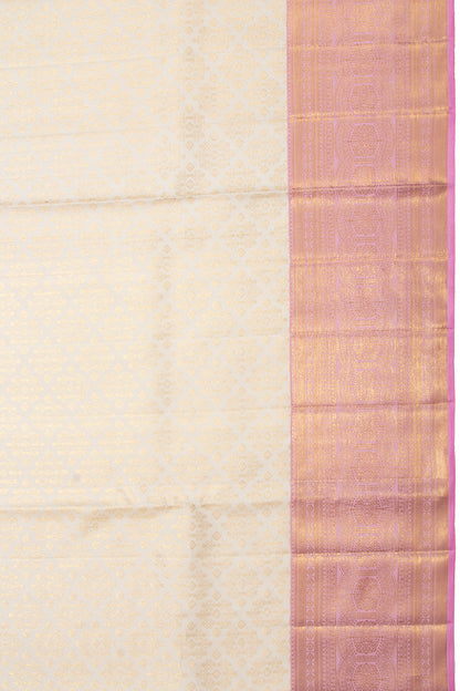 Kanchipuram Silk Brocade Off White Saree