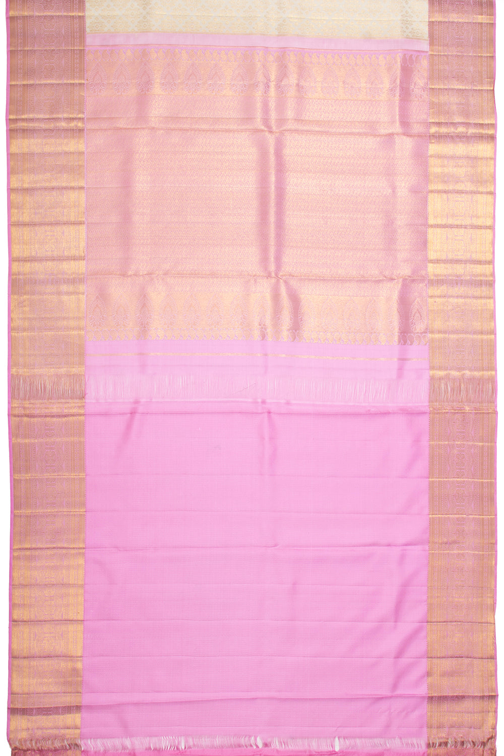 Kanchipuram Silk Brocade Off White Saree