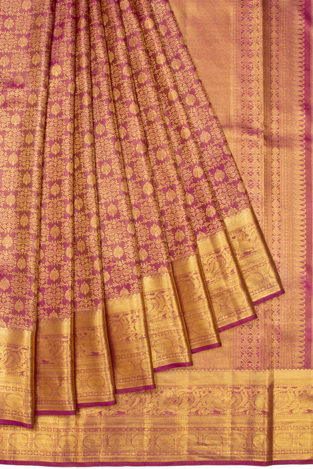 Kanchipuram Silk Tissue Brocade Purple Saree