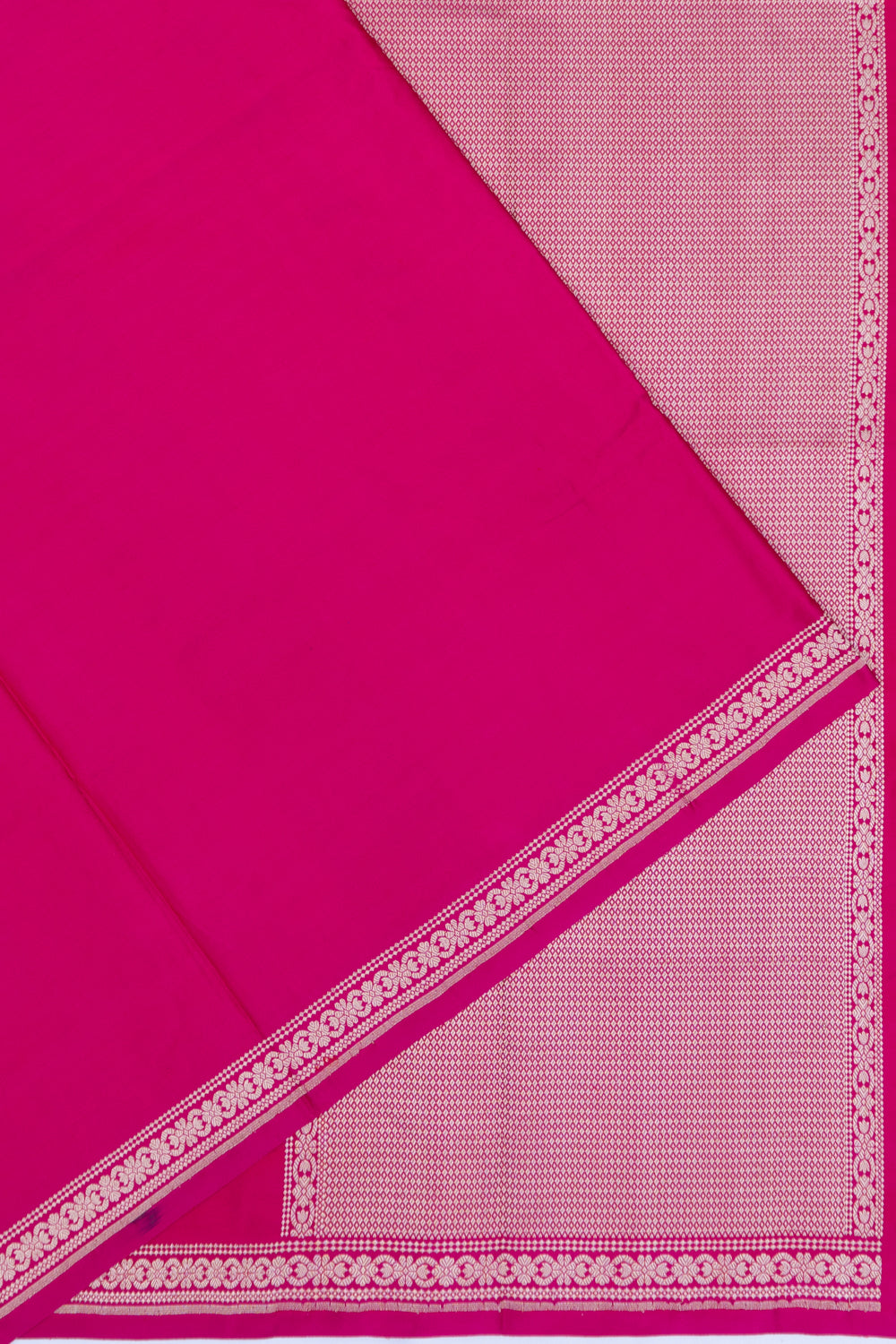 Banarasi Satin Plain Rani Pink Saree