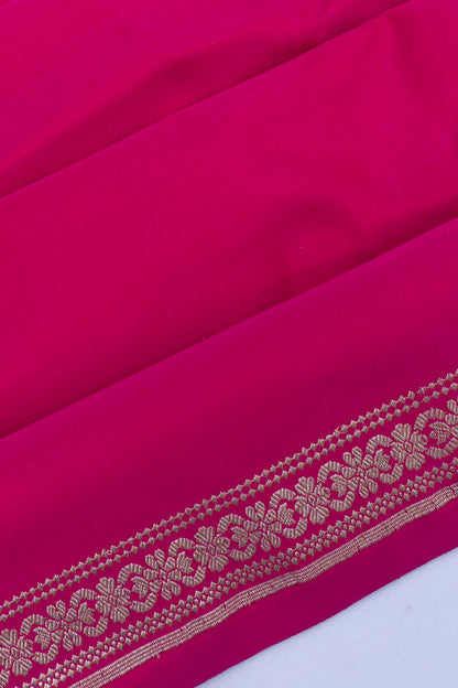 Banarasi Satin Plain Rani Pink Saree