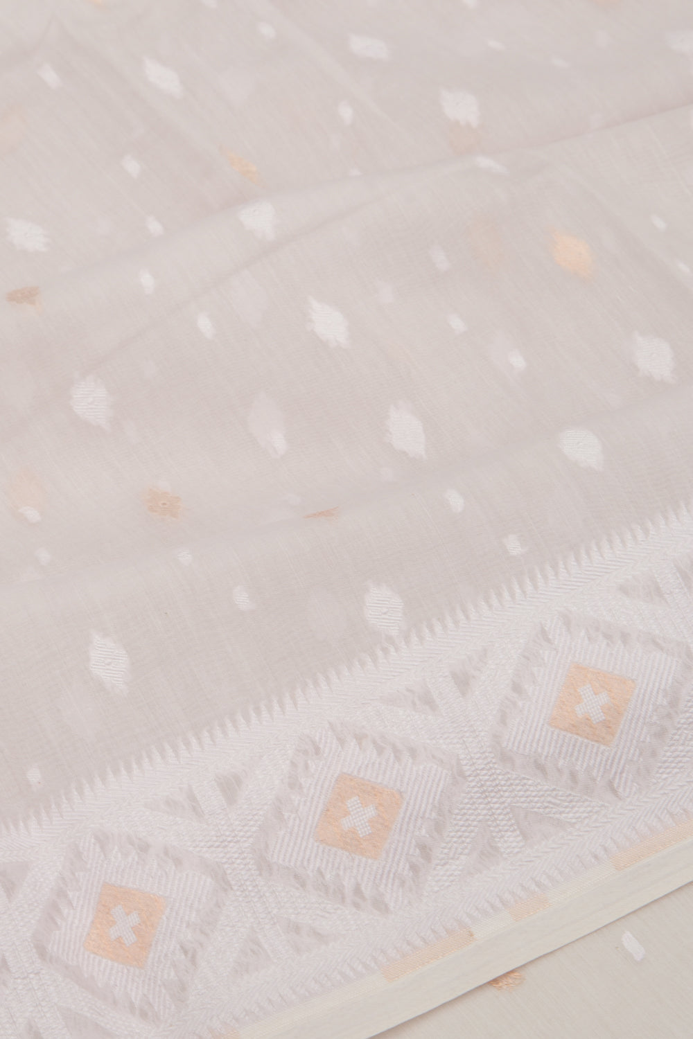 Mul Cotton Butta Pastel Lavender Saree With Ikat Silk Blouse