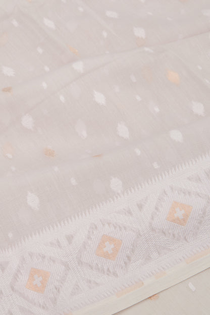 Mul Cotton Butta Pastel Lavender Saree With Ikat Silk Blouse