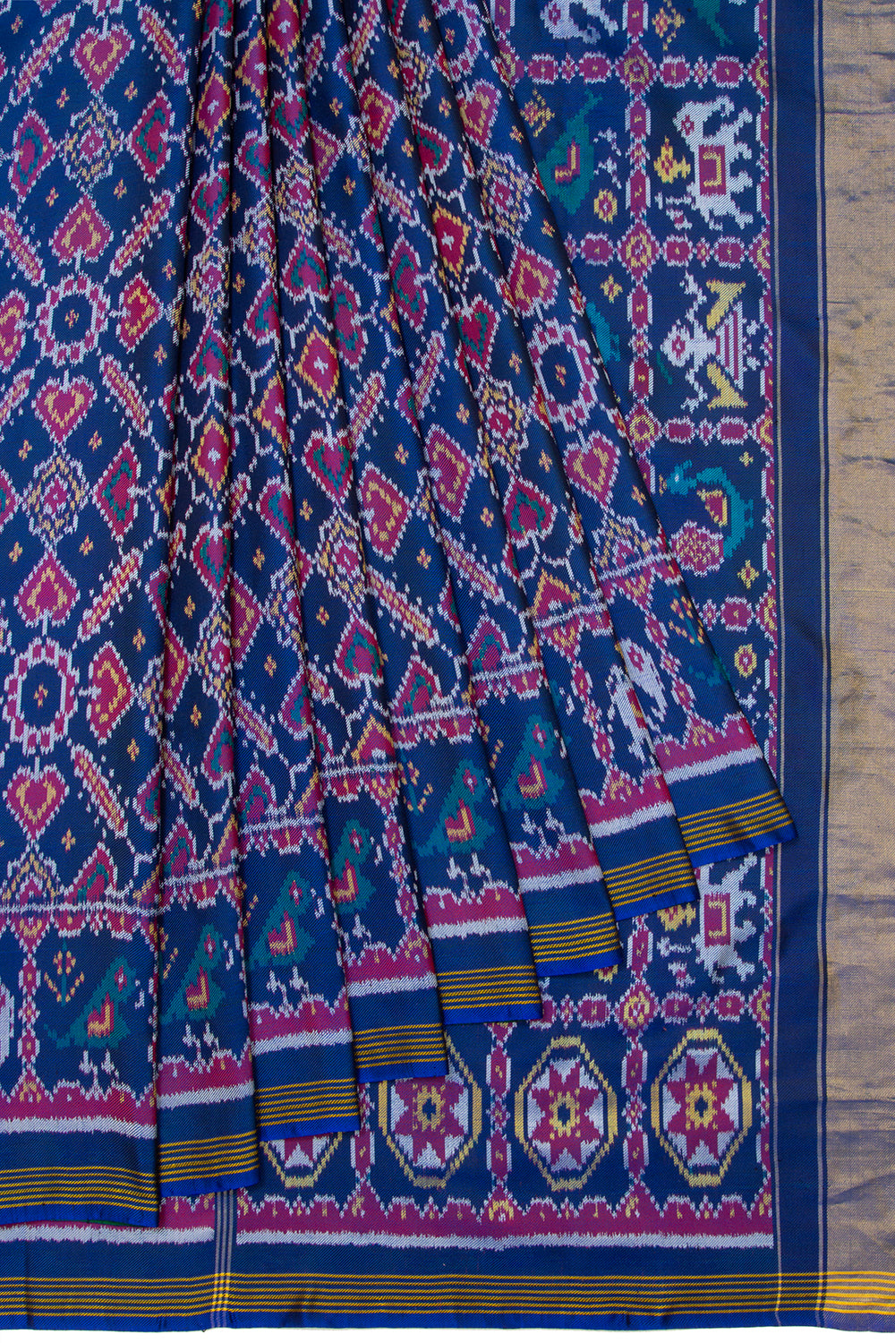 Semi Patan Patola Silk Ikat Royal Blue Saree
